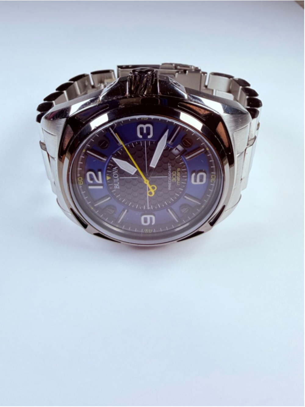 Bulova Precisionist Mens SS 48MM Honeycomb Blue/Black Dial 300M Watch 98B224 - Picture 5 of 12